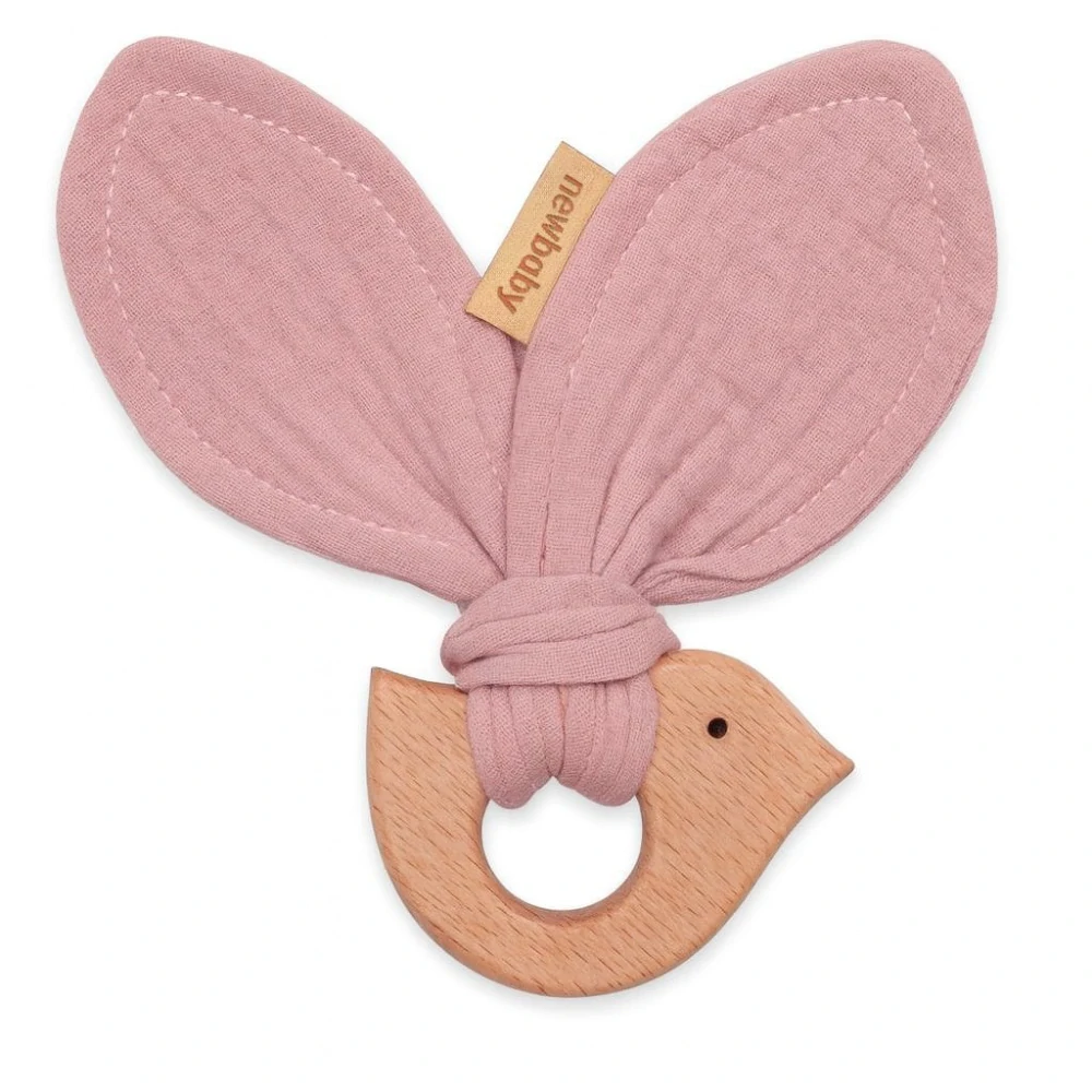 Dětské kousátko s ptáčkem New Baby Bird pink