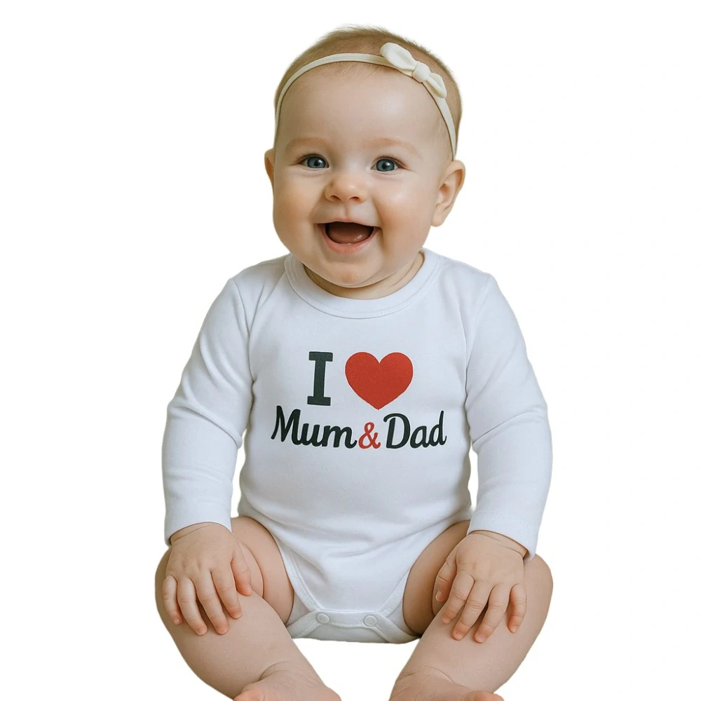 Body s potiskem New Baby I Love Mum and Dad, vel. 62 (3-6m)
