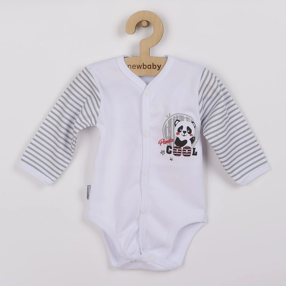 Kojenecké celorozepínací body s dlouhým rukávem New Baby Panda velikost 56 (0-3m)