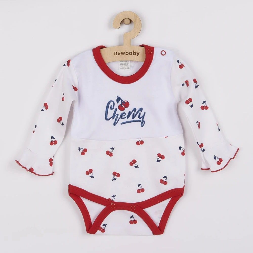 Kojenecké bavlněné body s dlouhým rukávem New Baby Cherry velikost 80 (9-12m)