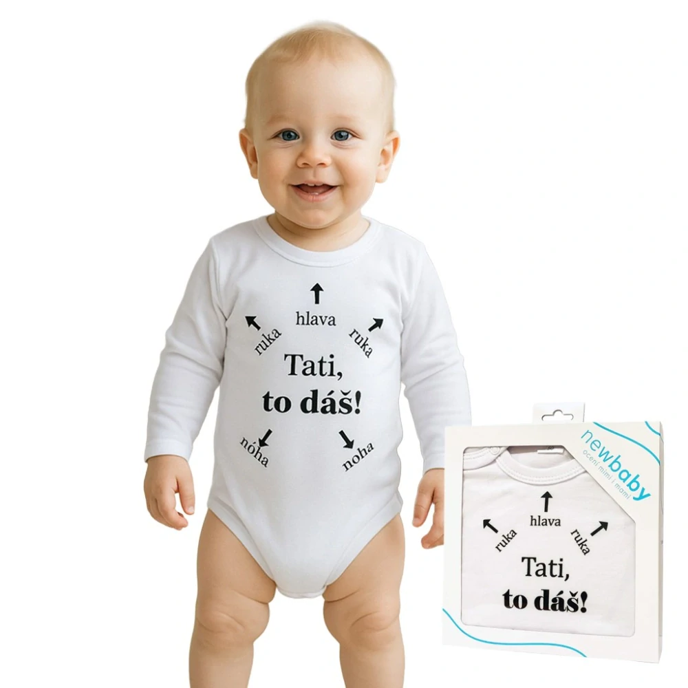 Body s potiskem New Baby Tati, to dáš! - dárkové balení velikost 62 (3-6m)