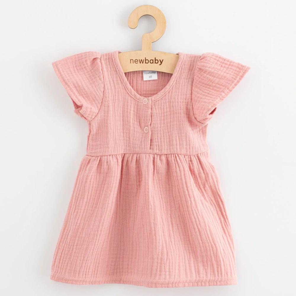 Kojenecké mušelínové šaty New Baby pink, vel. 86 (12-18m)