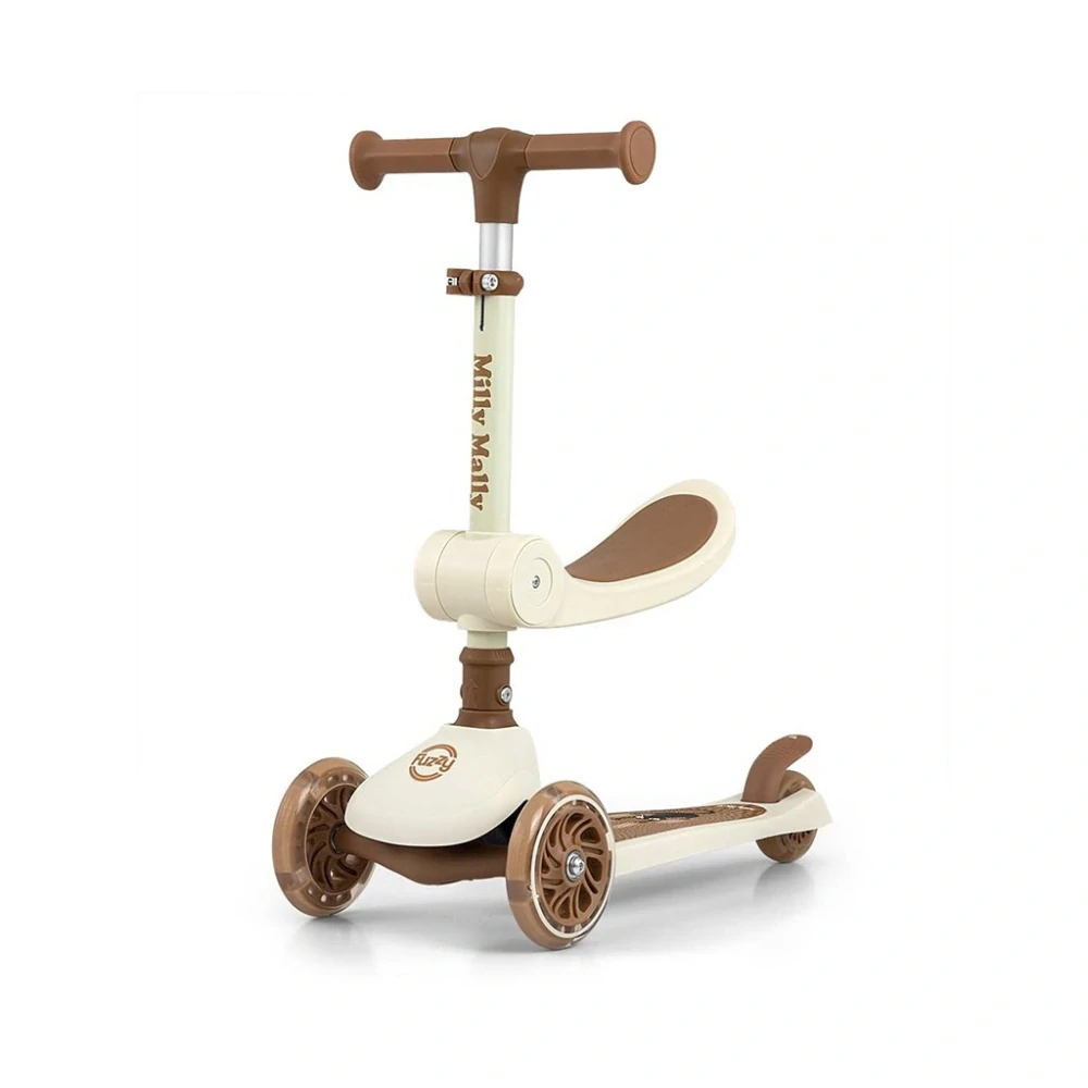 Tříkolová balanční koloběžka-scooter se sedátkem FUZZY Milly Mally classic