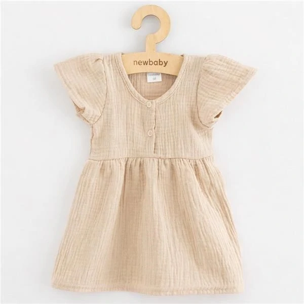 Kojenecké mušelínové šaty New Baby beige, vel. 68 (4-6m)
