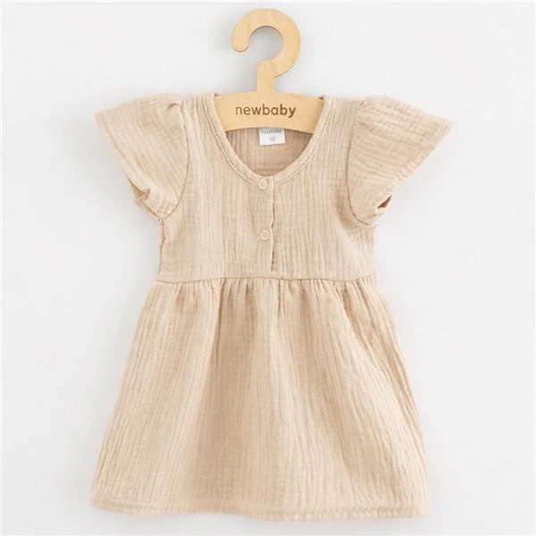 Kojenecké mušelínové šaty New Baby beige, vel. 86 (12-18m)