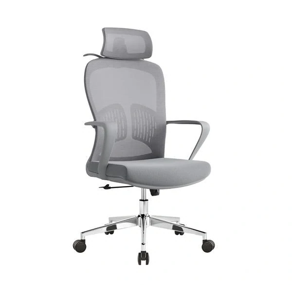 Kancelářská židle Baby Mix ergonomická s opěrkou hlavy a bederní oporou šedá