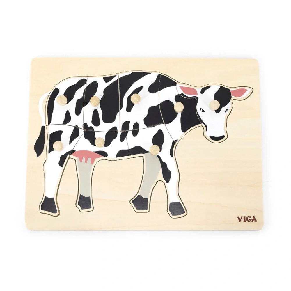Dětské dřevěné puzzle s úchyty Viga Cow