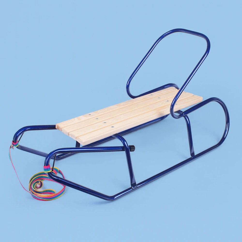 Dětské kovové sáňky s opěradlem BAYO 87 cm modré