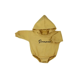 Kojenecké teplákové body baggy s kapucí Koala Dreamer hořčicová velikost 68 (4-6m)