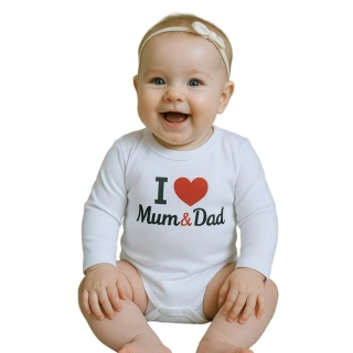 Body s potiskem New Baby I Love Mum and Dad velikost 74 (6-9m)
