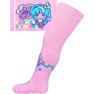Bavlněné punčocháčky New Baby s ABS světle růžové flower princess velikost 104 (3-4r)