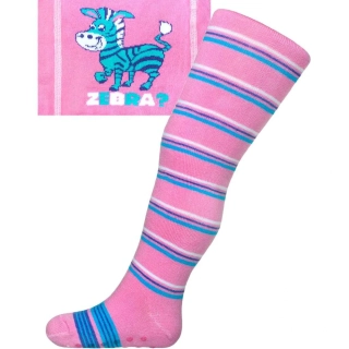 Bavlněné punčocháčky New Baby s ABS růžové zebra s pruhy velikost 104 (3-4r)