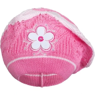 Pletená čepička-baret New Baby tmavě růžová velikost 104 (3-4r)