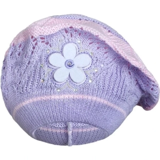 Pletená čepička-baret New Baby fialová velikost 104 (3-4r)