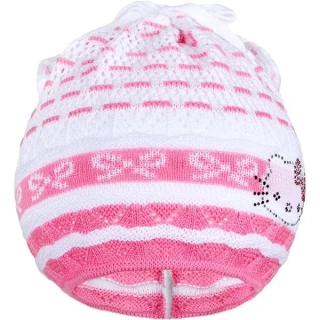Pletená čepička-šátek New Baby kočička růžová velikost 104 (3-4r)