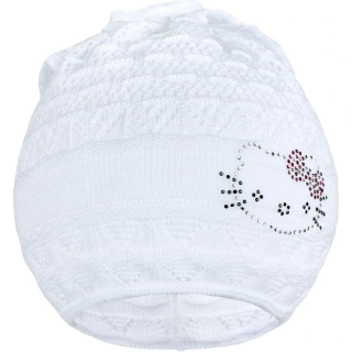 Pletená čepička-šátek New Baby kočička bílá velikost 104 (3-4r)