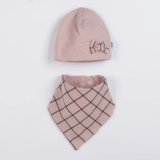 Kojenecká čepička s šátkem na krk New Baby Missy růžová velikost 86 (12-18m)