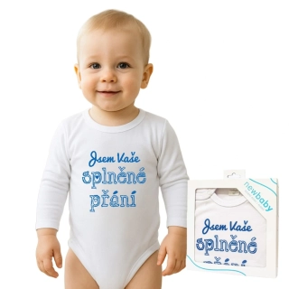 Body s potiskem New Baby Jsem Vaše splněné přání - dárkové balení velikost 86 (12-18m)