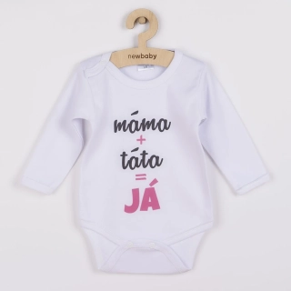 Body s potiskem New Baby máma plus táta rovná se JÁ - dárkové balení velikost 86 (12-18m)