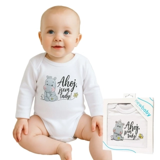 Body s potiskem New Baby Ahoj, jsem tady! - dárkové balení velikost 86 (12-18m)