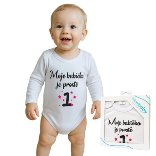 Body s potiskem New Baby Moje babička je prostě jednička - dárkové balení velikost 80 (9-12m)