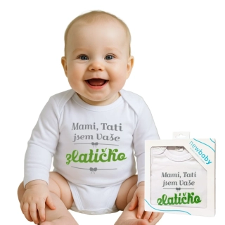 Body s potiskem New Baby Mami, Tati jsem Vaše zlatíčko - dárkové balení, vel. 80 (9-12m)