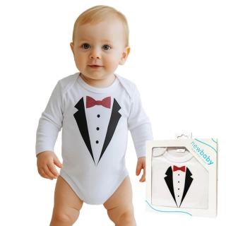 Body s potiskem New Baby smoking - dárkové balení velikost 56 (0-3m)