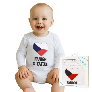 Body s potiskem New Baby Fandím s tátou - dárkové balení velikost 50