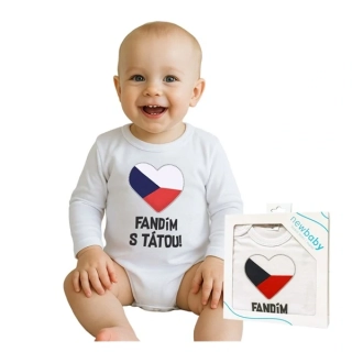 Body s potiskem New Baby Fandím s tátou - dárkové balení velikost 86 (12-18m)