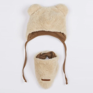 Zimní kojenecká čepička s šátkem na krk New Baby Teddy bear béžová velikost 80 (9-12m)