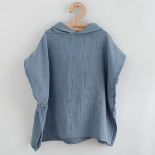 Dětské mušelínové pončo New Baby Feeling modrá 80 cm velikost M