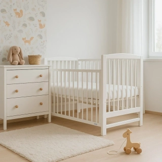 Dětská postýlka New Baby LILLY se stahovací bočnicí bílá