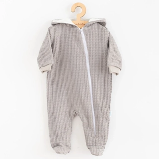 Kojenecký mušelínový overal s kapucí New Baby Comfort clothes šedá velikost 80 (9-12m)
