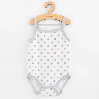 Kojenecké body bez rukávů New Baby Classic II hvězdičky šedé holka velikost 56 (0-3m)