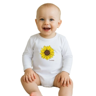 Dětské body s potiskem New Baby Slunečnice - krátký rukáv velikost 80 (9-12m)