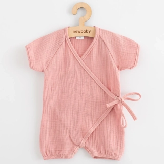 Kojenecký letní mušelínový overal New Baby pink velikost 56 (0-3m)