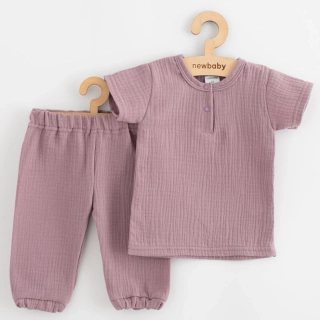 Kojenecká mušelínová souprava tričko a kalhoty New Baby lavender velikost 62 (3-6m)