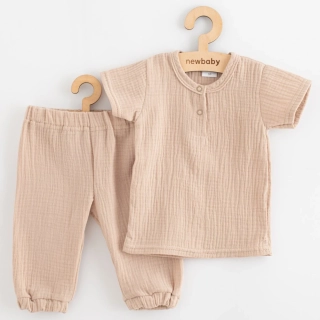 Kojenecká mušelínová souprava tričko a kalhoty New Baby beige velikost 62 (3-6m)
