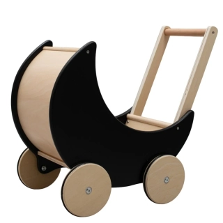 Dřevěný kočárek, chodítko pro děti 2v1 Montessori Baby Mix černý