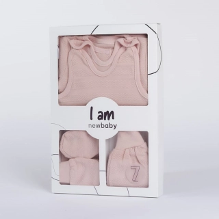 7-dílná kojenecká soupravička do porodnice New Baby I AM růžová velikost 56 (0-3m)