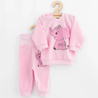 Kojenecká souprava tričko a tepláčky New Baby Happy Elephant pink velikost 56 (0-3m)