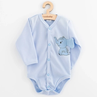 Kojenecké celorozepínací body s dlouhým rukávem New Baby Happy Elephant blue, vel. 56 (0-3m)