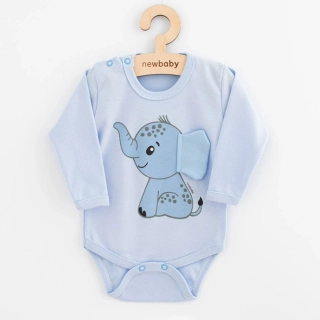 Kojenecké body s dlouhým rukávem New Baby Happy Elephant blue, vel. 74 (6-9m)