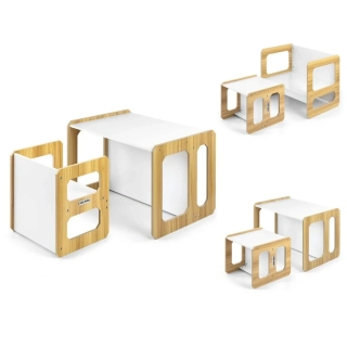 Milly Mally Stella 3v1 dětský stůl a židle přírodní