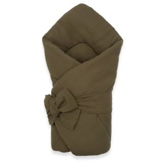 Mušelínová šněrovací zavinovačka New Baby olive