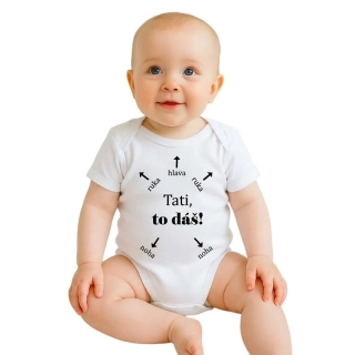 Dětské body s potiskem New Baby Tati, to dáš! - krátký rukáv velikost 68 (4-6m)