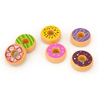 Dětská dřevěná hračka Viga sada 6 dřevěných donutů
