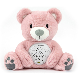 Plyšový usínáček medvídek s projektorem Milly Mally Bear pink