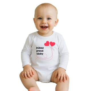 Dětské body s potiskem New Baby Důkaz pravé lásky "se jménem dítěte" velikost 56 (0-3m)