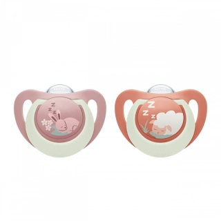 Dudlík NUK First Choice Night 0-6m 2 ks Bunny/Sheep velikost 0-6 m